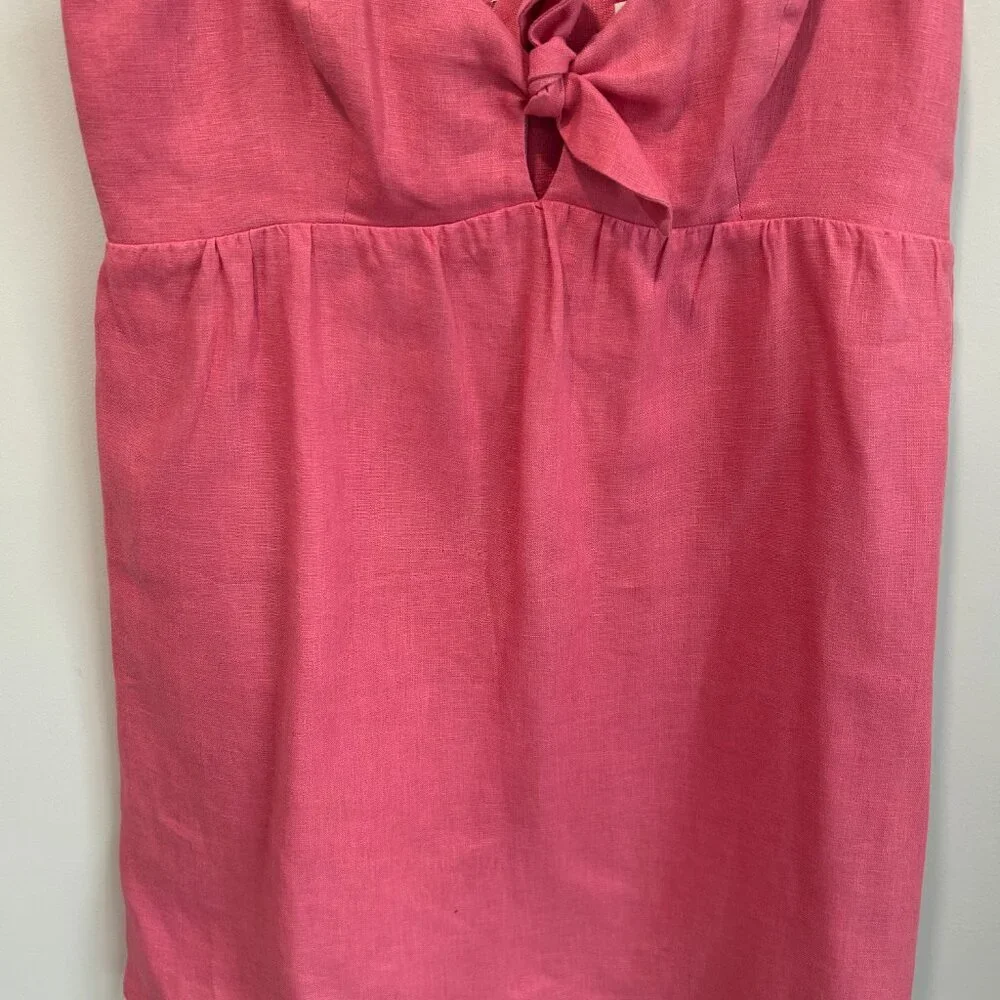 Reformation Ryland Linen Mini Dress Pink Bow Tie Front Slip Dress Size 6 - Picture 4 of 10
